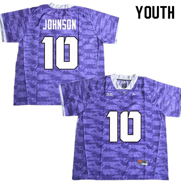 Youth #10 Kerry Johnson TCU Horned Frogs College Football Jerseys Sale-Purple - Click Image to Close